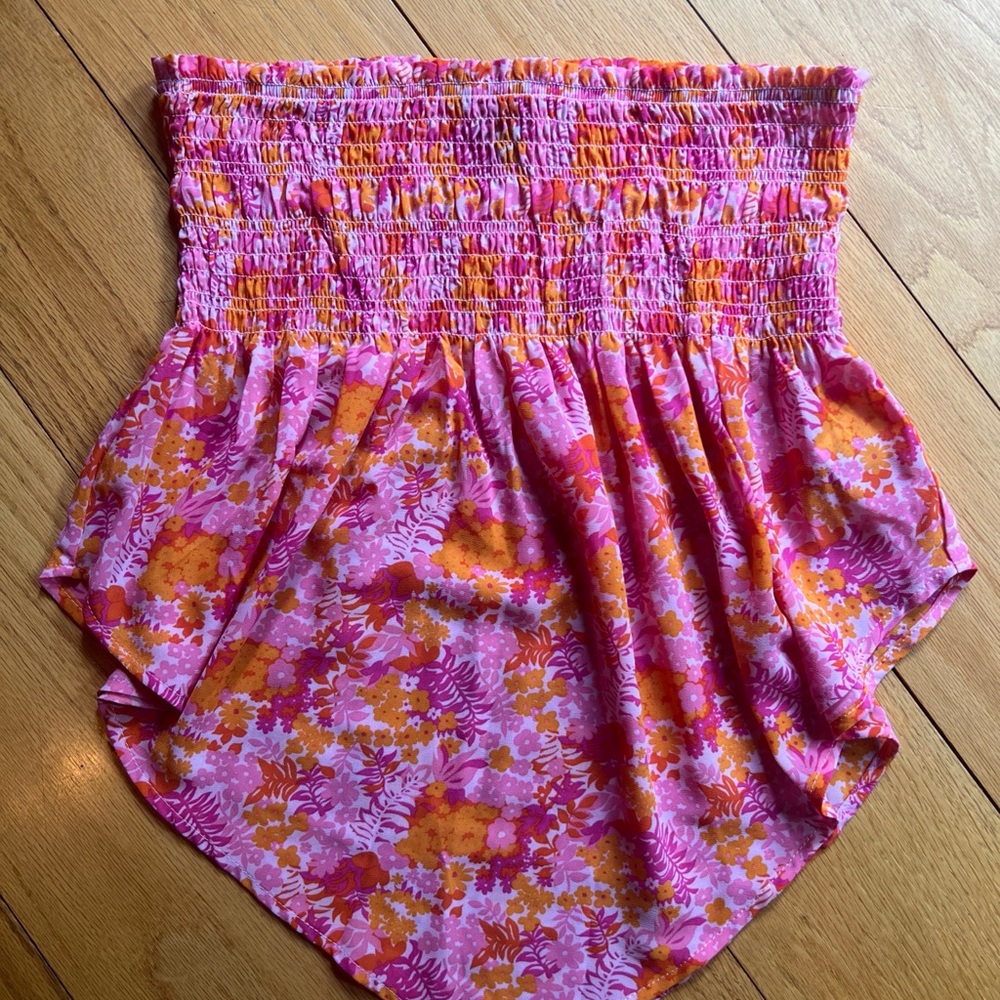 Wild Fable Pink and Orange Smocked Top
